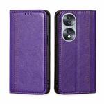 For Honor 70 Grid Texture Magnetic Flip Leather Phone Case(Purple)