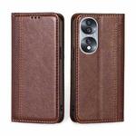 For Honor 70 Grid Texture Magnetic Flip Leather Phone Case(Brown)