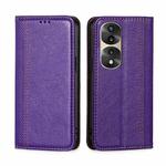 For Honor 70 Pro/70 Pro+ Grid Texture Magnetic Flip Leather Phone Case(Purple)