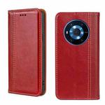 For Honor Magic3 Grid Texture Magnetic Flip Leather Phone Case(Red)