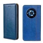 For Honor Magic3 Grid Texture Magnetic Flip Leather Phone Case(Blue)