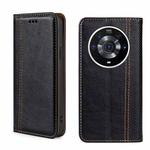 For Honor Magic3 Pro Grid Texture Magnetic Flip Leather Phone Case(Black)