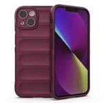 For iPhone 14 Magic Shield TPU + Flannel Phone Case (Wine Red)