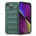 For iPhone 14 Magic Shield TPU + Flannel Phone Case (Dark Green)
