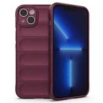 For iPhone 14 Plus Magic Shield TPU + Flannel Phone Case (Wine Red)