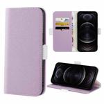 For iPhone 12 / 12 Pro Candy Color Litchi Texture Leather Phone Case(Light Purple)