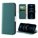 For iPhone 12 Pro Max Candy Color Litchi Texture Leather Phone Case(Dark Green)