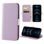 For iPhone 12 Pro Max Candy Color Litchi Texture Leather Phone Case(Light Purple)