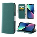 For iPhone 14 Plus Candy Color Litchi Texture Leather Phone Case (Dark Green)