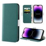 For iPhone 14 Pro Candy Color Litchi Texture Leather Phone Case(Dark Green)