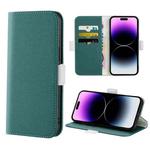 For iPhone 14 Pro Max Candy Color Litchi Texture Leather Phone Case (Dark Green)