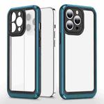 Bright Skin Feel PC + TPU Protective Phone Case For iPhone 13 Pro Max(Black+Blue)