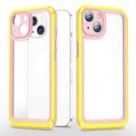 Bright Skin Feel PC + TPU Protective Phone Case For iPhone 13(Pink+Yellow)