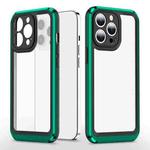 Bright Skin Feel PC + TPU Protective Phone Case For iPhone 12 Pro(Black+Dark Green)