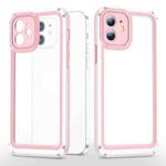 Bright Skin Feel PC + TPU Protective Phone Case For iPhone 12(Pink+White)