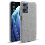 For OPPO Reno7 A Cloth Coated Hard Plastic Phone Case(Light Grey)