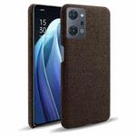 For OPPO Reno7 A Cloth Coated Hard Plastic Phone Case(Brown)