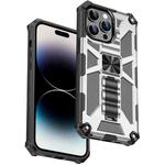 For iPhone 14 Pro Armor Shockproof TPU + PC Magnetic Protective Phone Case with Holder(Silver)