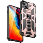 For iPhone 14 Plus Armor Shockproof TPU + PC Magnetic Protective Phone Case with Holder (Rose Gold)