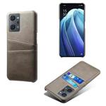 For OPPO Reno7 A Dual Card Slots Calf Texture PC Leather Phone Case(Grey)