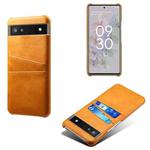 For Google Pixel 6a Dual Card Slots Calf Texture PC Leather Phone Case(Orange)
