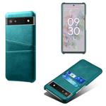 For Google Pixel 6a Dual Card Slots Calf Texture PC Leather Phone Case(Green)