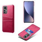 For Xiaomi 12 Lite Eurasian Dual Card Slots Calf Texture PC Leather Phone Case(Rose Red)