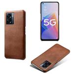 For OPPO A57 5G Calf Texture PC + PU Phone Case(Brown)