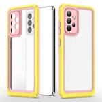 For Samsung Galaxy A52 5G / 4G Bright Skin Feel PC + TPU Protective Phone Case(Pink+Yellow)