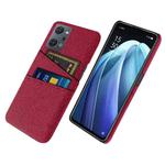 For OPPO Reno7 A Cloth Coated Hard Plastic Card Slots Phone Case(Red)