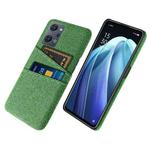 For OPPO Reno7 A Cloth Coated Hard Plastic Card Slots Phone Case(Green)