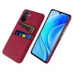 For Huawei Enjoy 50 Cloth Coated Hard Plastic Card Slots Phone Case(Red)
