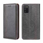 For Samsung Galaxy A03s 164.2mm Grid Texture Magnetic Flip Leather Phone Case(Grey)