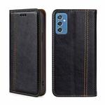 For Samsung Galaxy M52 5G Grid Texture Magnetic Flip Leather Phone Case(Black)