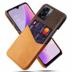For OPPO A57 5G Cloth Texture Card Slot PC Leather Phone Case(Orange)