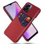 For OPPO A57 5G Cloth Texture Card Slot PC Leather Phone Case(Red)