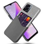 For OPPO A57 5G Cloth Texture Card Slot PC Leather Phone Case(Grey)