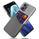 For OPPO Reno7 A Cloth Texture Card Slot PC Leather Phone Case(Grey)