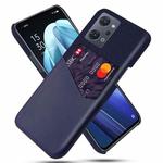 For OPPO Reno7 A Cloth Texture Card Slot PC Leather Phone Case(Blue)