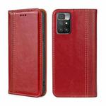 For Xiaomi Redmi 10 Grid Texture Magnetic Flip Leather Phone Case(Red)