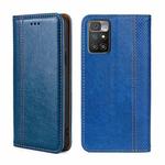 For Xiaomi Redmi 10 Grid Texture Magnetic Flip Leather Phone Case(Blue)