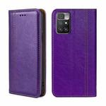 For Xiaomi Redmi 10 Grid Texture Magnetic Flip Leather Phone Case(Purple)