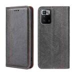 For Xiaomi Redmi Note 10 Pro 5G China Grid Texture Magnetic Flip Leather Phone Case(Grey)