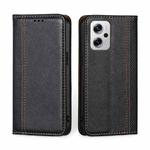 For Xiaomi Redmi Note 11T Pro 5G/Note 11T Pro+ 5G Grid Texture Magnetic Flip Leather Phone Case(Black)