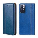 For Xiaomi Redmi Note 11 5G/Poco M4 Pro 5G Grid Texture Magnetic Flip Leather Phone Case(Blue)