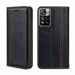 For Xiaomi Redmi Note 11 Pro 5G/Note 11 Pro+ 5G Grid Texture Magnetic Flip Leather Phone Case(Black)