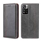 For Xiaomi Redmi Note 11 Pro 5G/Note 11 Pro+ 5G Grid Texture Magnetic Flip Leather Phone Case(Grey)