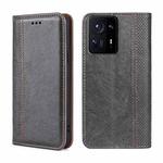 For Xiaomi Mix 4 Grid Texture Magnetic Flip Leather Phone Case(Grey)