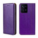 For Xiaomi Mix 4 Grid Texture Magnetic Flip Leather Phone Case(Purple)