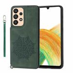 For Samsung Galaxy A53 5G Mandala Embossed PU + TPU Phone Case with Holder(Green)